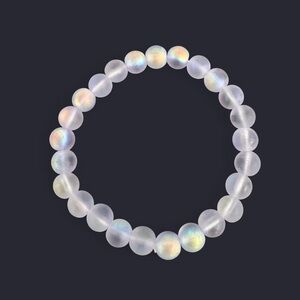 Lavender Iridescent Glass Bead Bracelet